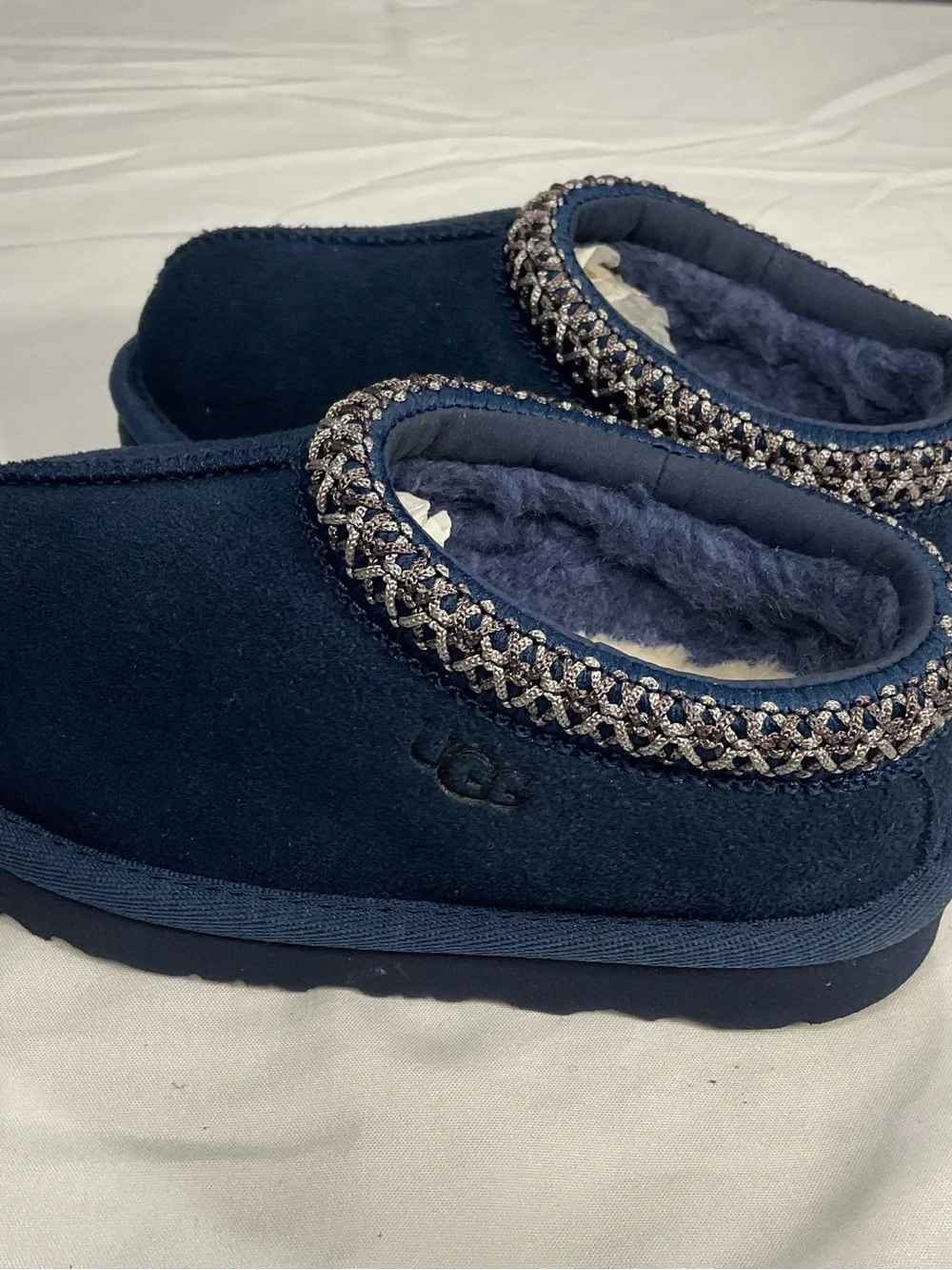 UGG Kids Navy Blue Slip-On Cozy Clog Slippers